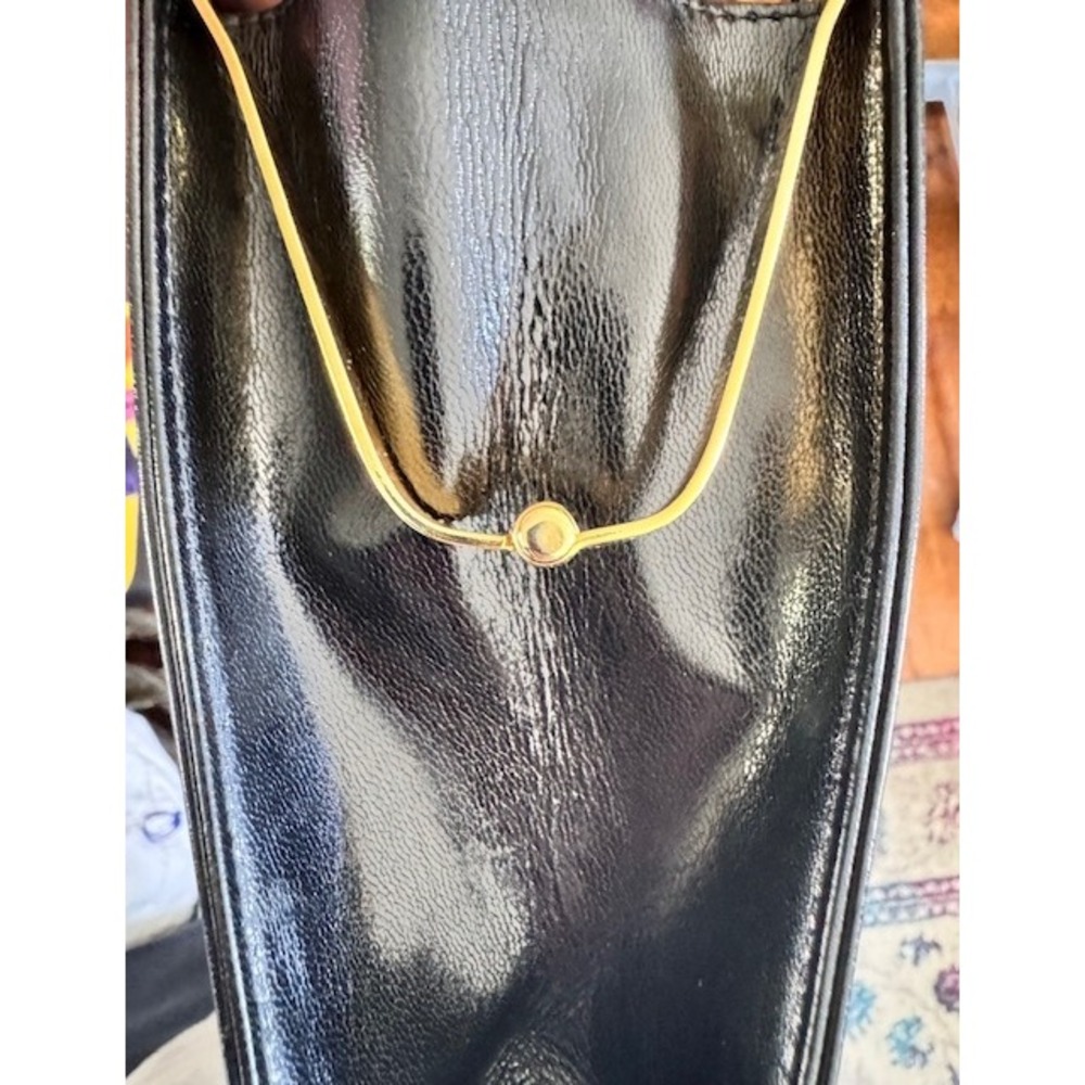 Zenith Vintage Black Leather Crossbody Bag Gold Hardware Made in Canada - Picture 4 of 5